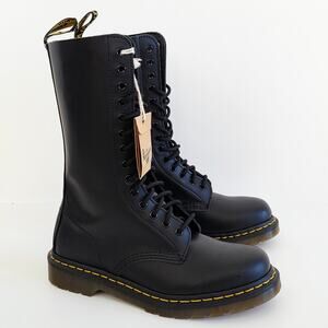 DR. MARTENS Black 1914 Lug Sole Boots Lace-up Moto Combat Boots Women's Size 9